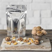 Пакет дой-пак, металлизированный, с замком зип-лок (Pet met/PE), 92 мкм, 160 х 240 + (45+45) мм - фото 27843