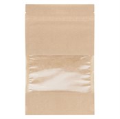 Пакет дой-пак бумажный с замком зип-лок (Бумага/СPP), 150 х 240 + (45+45) мм, с окном 80 мм, 100 шт/уп, AVIORA - фото 27850