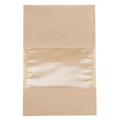 Пакет дой-пак бумажный с замком зип-лок (Бумага/СPP), 140 х 225 + (40+40) мм, с окном 70 мм, 100 шт/уп, AVIORA - фото 27856