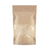 Пакет дой-пак бумажный с замком зип-лок (Бумага/СPP), 140 х 225 + (40+40) мм, с окном 70 мм, 100 шт/уп, AVIORA - фото 27857