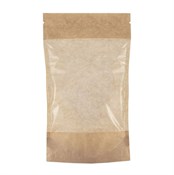 Пакет дой-пак бумажный с замком зип-лок (Бумага/СPP), 140 х 225 + (40+40) мм, с окном 140мм, 100 шт/уп, AVIORA - фото 27860