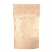 Пакет дой-пак бумажный с замком зип-лок (Бумага/СPP), 110 х 185 + (35+35) мм, с окном 90 мм, 100 шт/уп, AVIORA - фото 27863