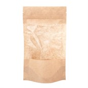 Пакет дой-пак бумажный с замком зип-лок (Бумага/СPP), 100 x 185 + (30+30) мм, с окном 90 мм, 100 шт/уп, AVIORA - фото 27866