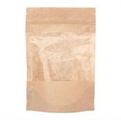 Пакет дой-пак бумажный с замком зип-лок (Бумага/СPP), 120 х 185 + (35+35) мм, с окном 90 мм, 100 шт/уп, AVIORA - фото 27869