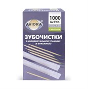 Зубочистки БАМБУКОВЫЕ в индивидуальной бумажной упаковке, С МЕНТОЛОМ, 1000 шт. в картонной коробке, AVIORA - фото 28002