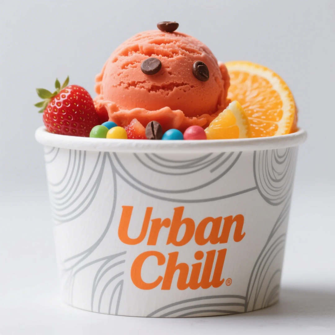 Бумажные одноразовые стаканчики для мороженного с логотипом ПОНИ ПРИНТ