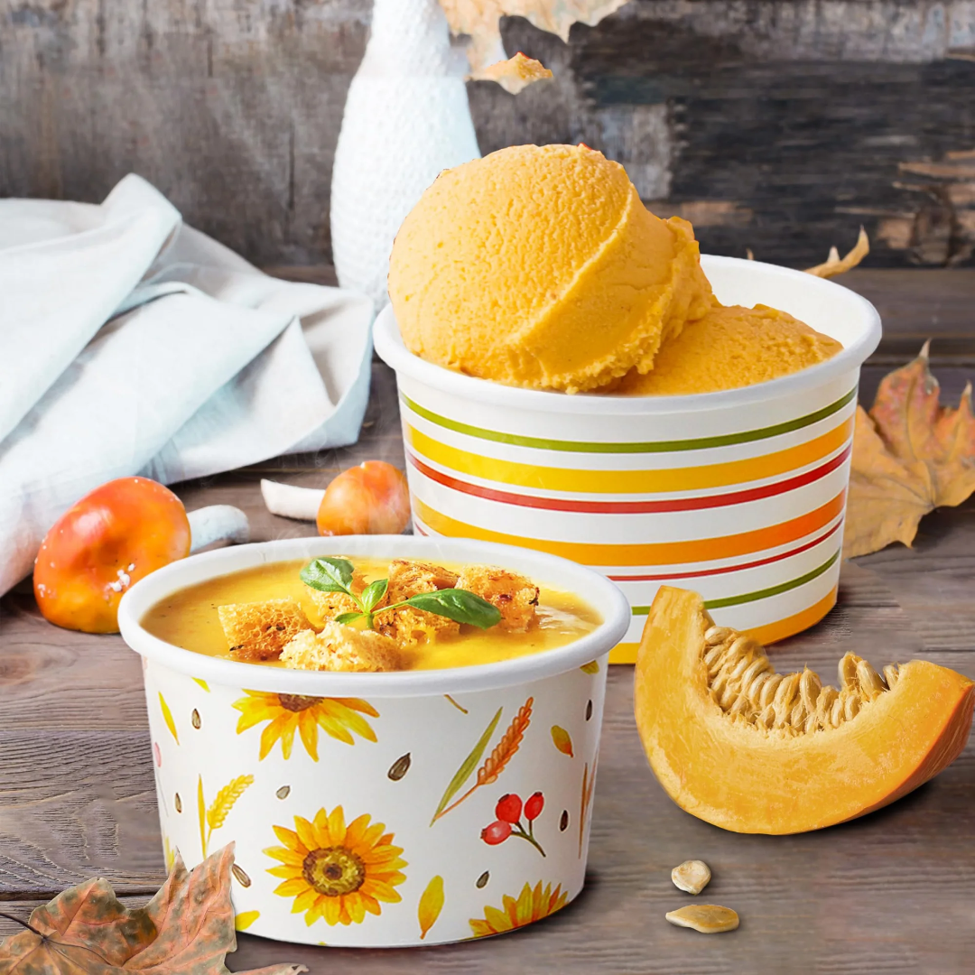 Бумажные креманки стаканчики для десертов мороженного с крышкой с логотипом ПОНИ ПРИНТ