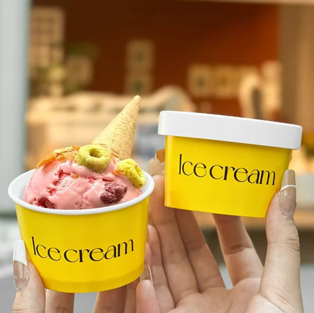 Бумажные стаканы и креманки для мороженого, десертов и соусов дизайн заказчика